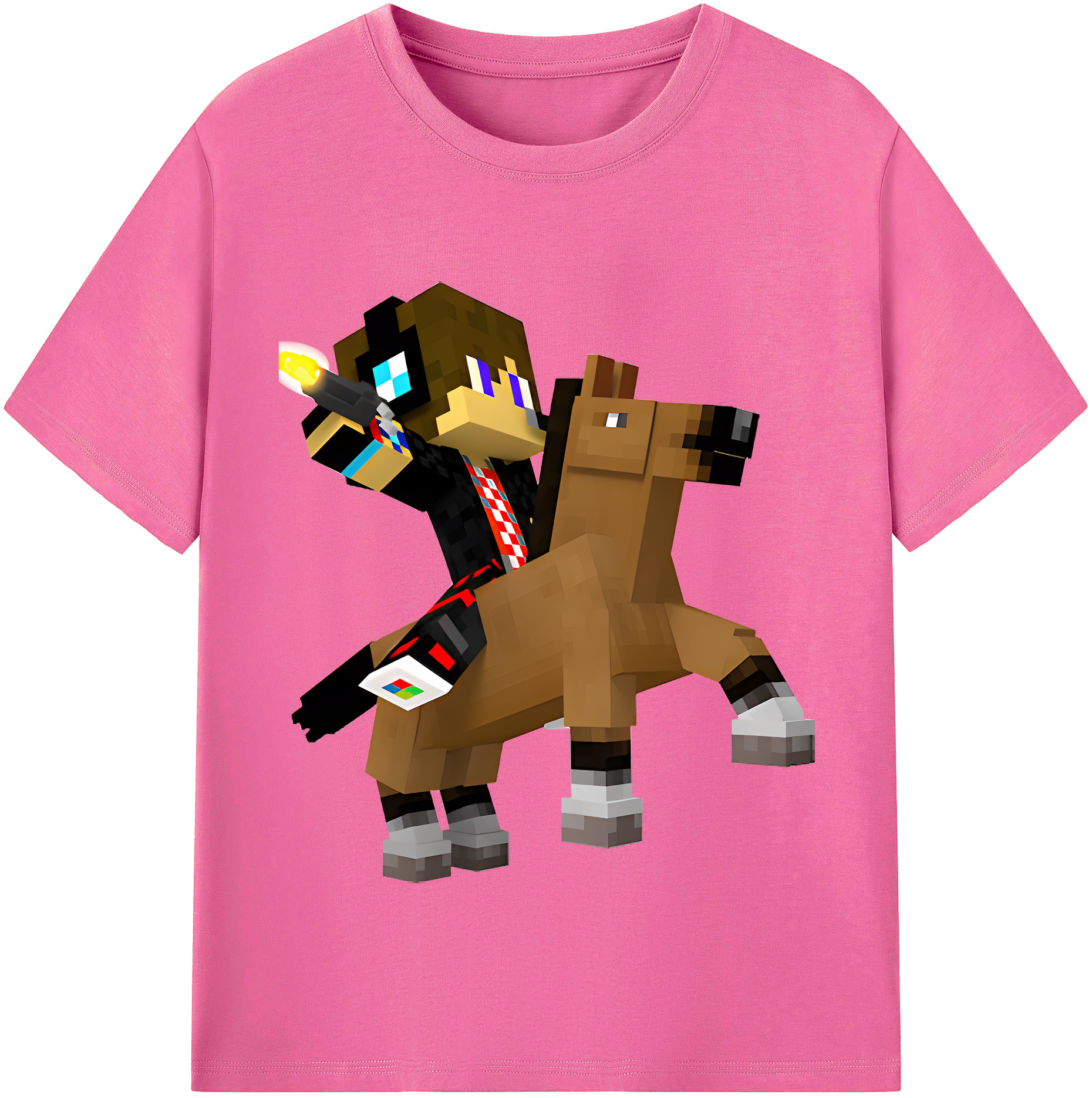 （画像用） マインクラフト ブロックの世界 Minecraft MC Block world レディースカジュアルプリントTシャツ（綿100％）